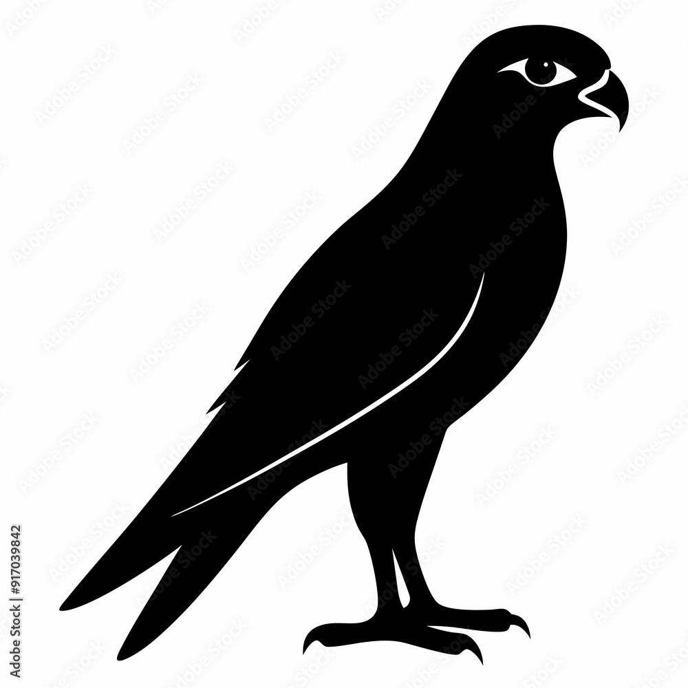 Fototapeta premium Kestrel isolated on white background, Kestrel vector illustration, bird on a branch vector art, Kestrel silhouette, bird vector icon, Kestrel on a branch line art, eps 