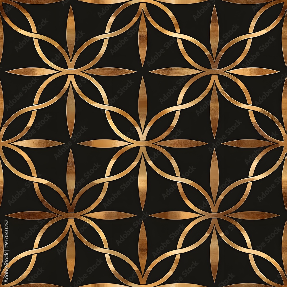Elegant black and gold patterned design featuring floral motifs. Elegant black and gold patterned design featuring floral motifs.