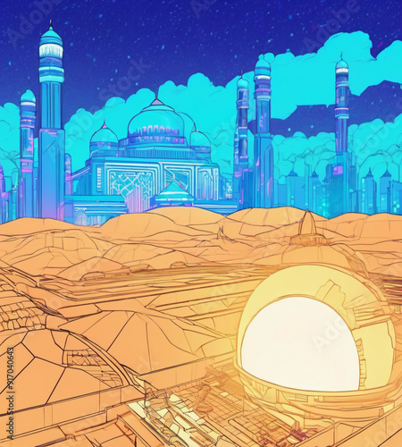 Futuristic Mosque on Mars photo