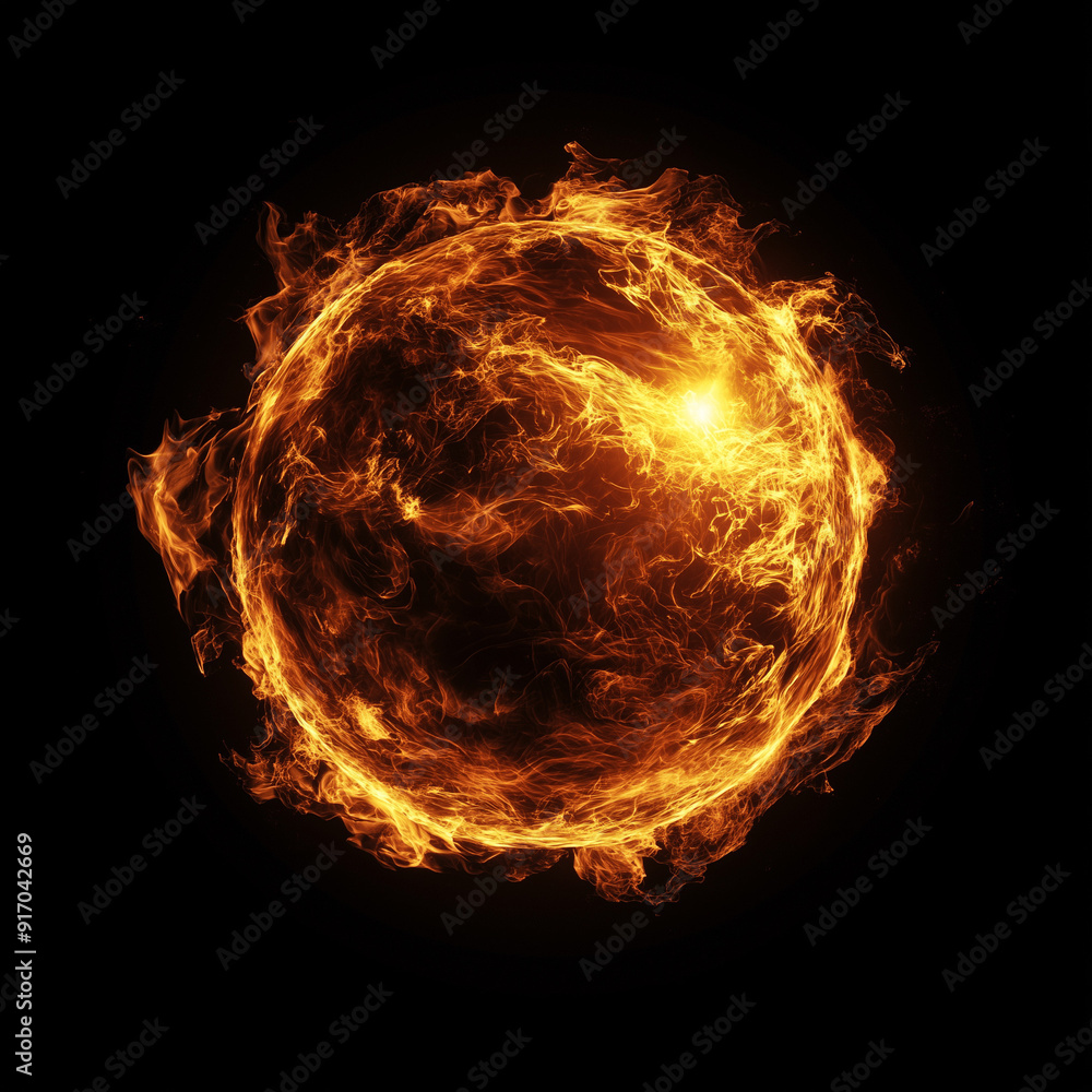 Fototapeta premium Palla di fuoco su sfondo nero.