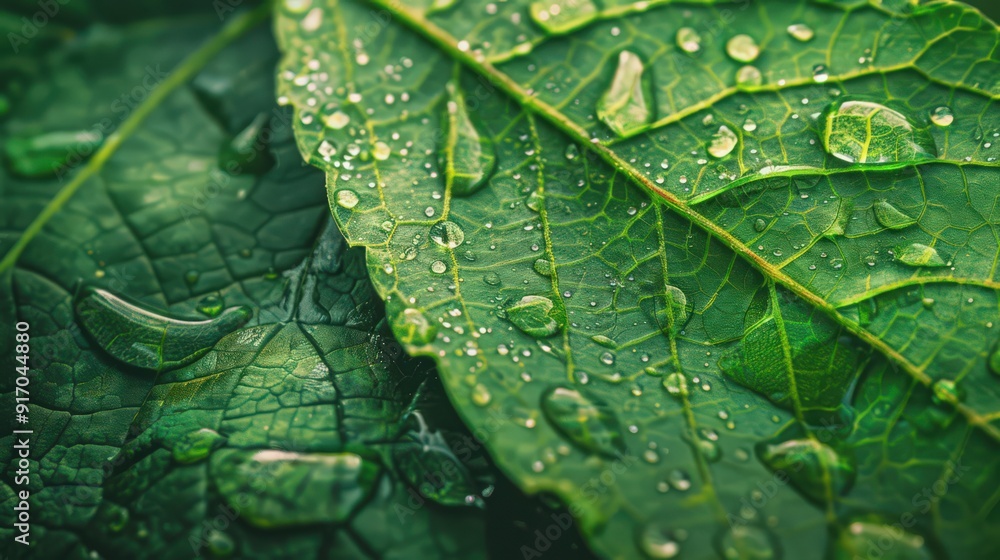 A close-up of a leaf with dewdrops, symbolizing the delicate balance of our natural world A close-up of a leaf with dewdrops, symbolizing the delicate balance of our natural world