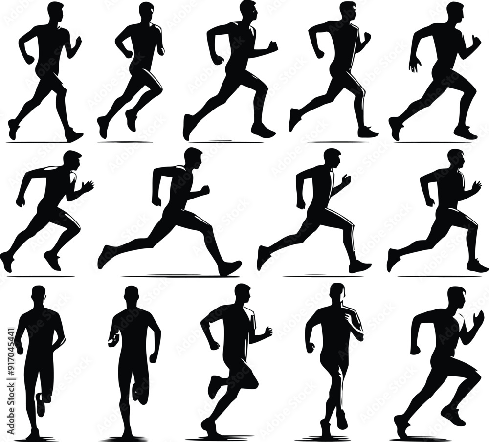 Running man and woman black silhouette isolated vector illustration. Running couple, jogging couple. Running man and woman black silhouette isolated vector illustration. Running couple, jogging couple.