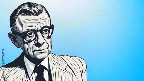 Blank blue canvas for quotes writing jean Paul Sartre