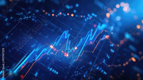 Abstract financial chart with rising lines and positive indicators, depicting business growth and performance