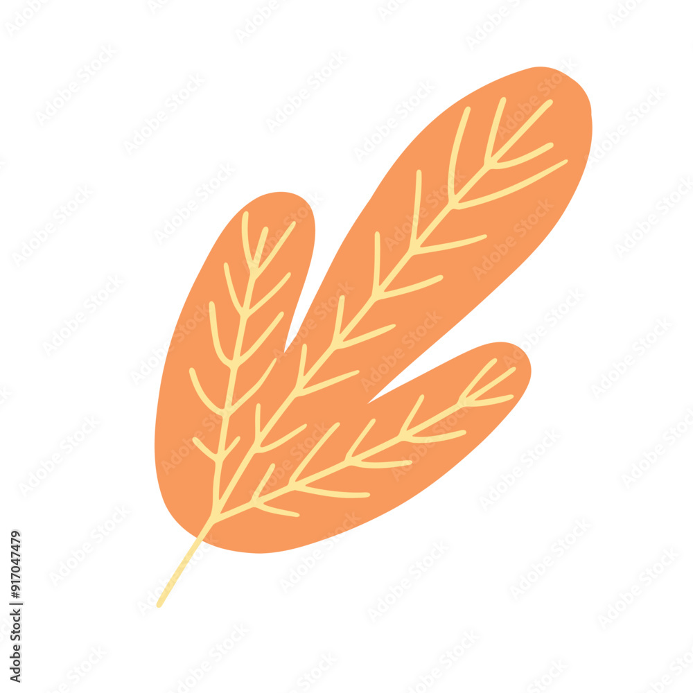 A vibrant orange autumn leaf with delicate veins, perfect for fall designs, seasonal projects, or nature-themed products.