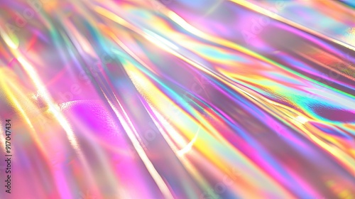 Abstract holographic texture with a spectrum of rainbow colors, showcasing vivid, iridescent patterns and futuristic design elements