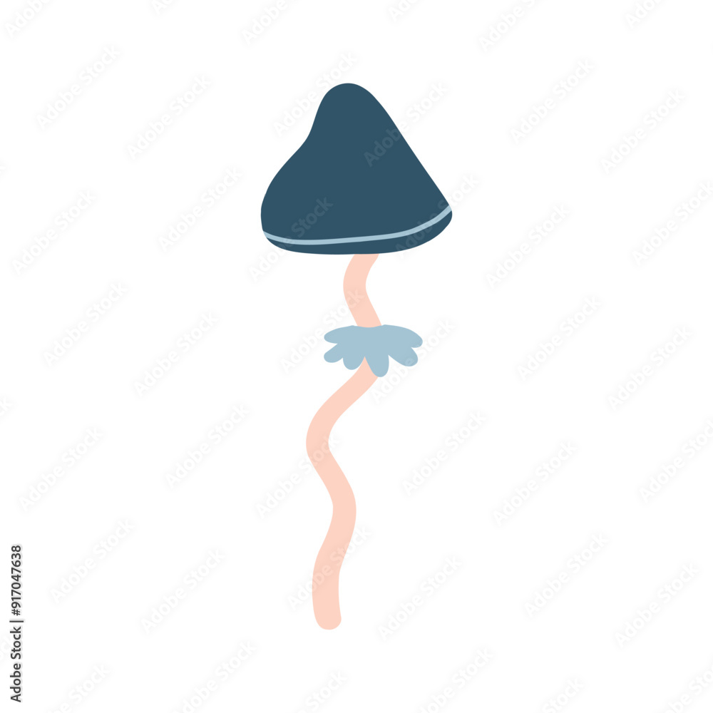 Unique blue mushroom illustration with a long stem. Ideal for forest, nature, or botanical-themed projects and content related to fungi and wild flora. Unique blue mushroom illustration with a long stem. Ideal for forest, nature, or botanical-themed projects and content related to fungi and wild flora.
