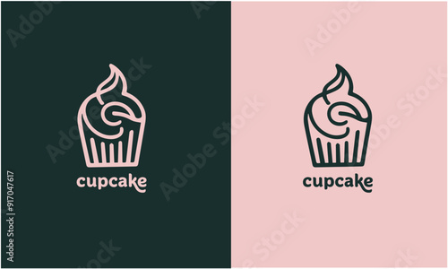 Simple outline cupcake vector icon. Cupcake illustration for web, mobile apps, design. Cupcake vector symbol.