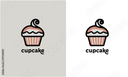 Attractive Cupcake Logo design, flat minimal style logo design Vector Template.