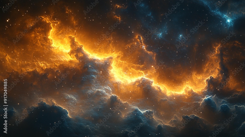 Obraz premium Vivid Space Nebula and Galaxy, Starry and Cosmic Background - Generative AI