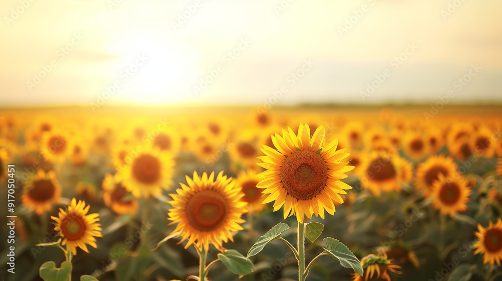 Illustration of a vast field full of many beautiful sunflowers in full bloom. Illustration of a vast field full of many beautiful sunflowers in full bloom.
