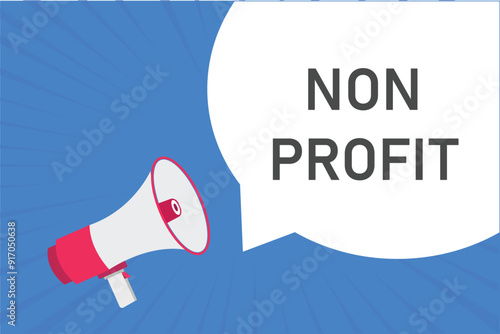 non profit button, banner, label, template for website. non profit text with colorful megaphone icon
