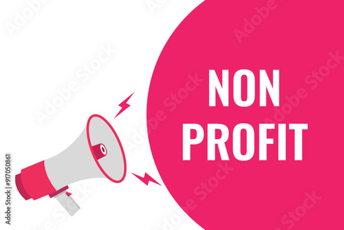 non profit button, banner, label, template for website. non profit text with colorful megaphone icon
