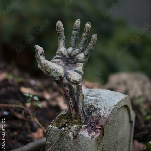 Zombie Hand Gravestone. Culture and Reli photo