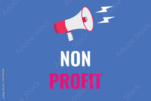 non profit button, banner, label, template for website. non profit text with colorful megaphone icon
