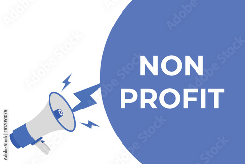 non profit button, banner, label, template for website. non profit text with colorful megaphone icon
