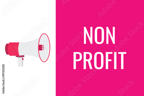 non profit button, banner, label, template for website. non profit text with colorful megaphone icon
