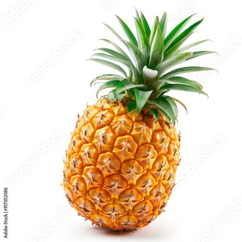 Fresh yellow pineapple isolated on white background.