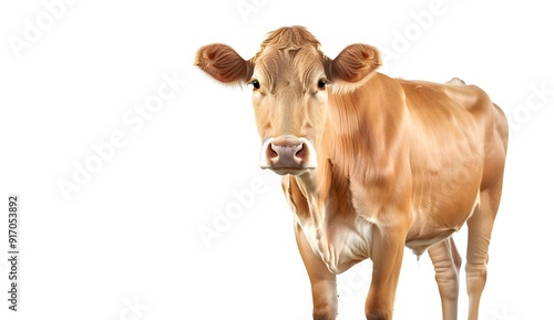 Closeup of a Brown Cow on a White Background