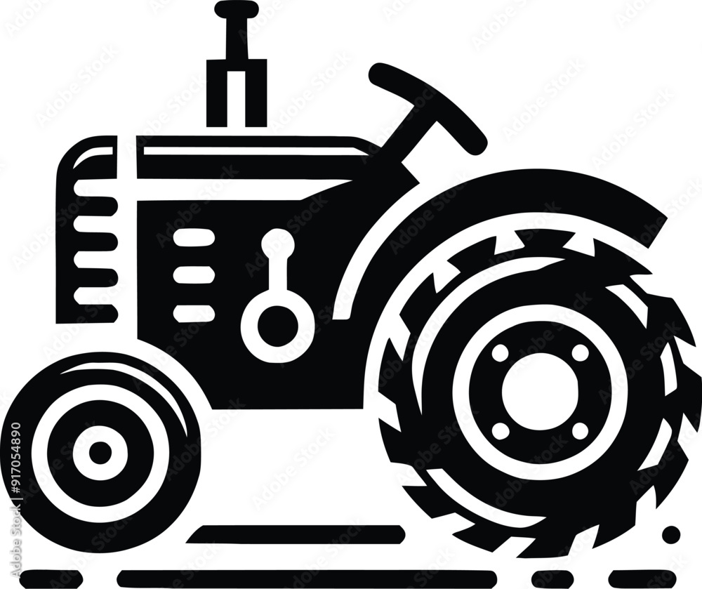 black old tractor silhouette on white background black old tractor silhouette on white background