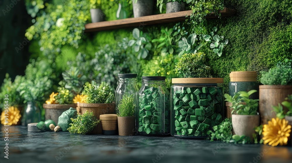 Green Eco-Friendly Concept with Reusable Items Green Eco-Friendly Concept with Reusable Items