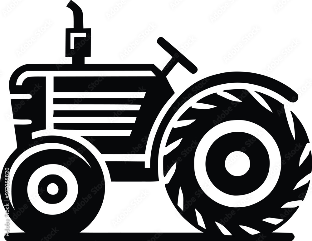 black old tractor silhouette on white background black old tractor silhouette on white background