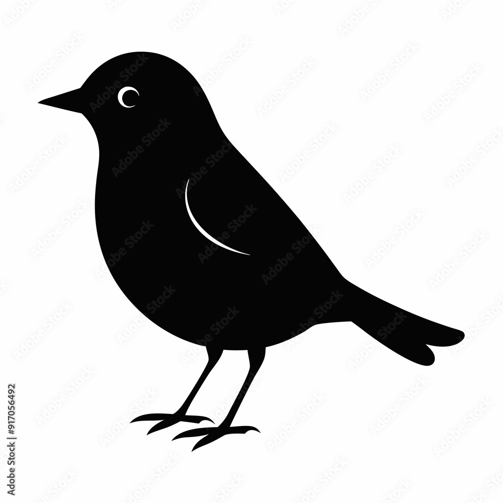 Obraz premium Warbler isolated on white background, Warbler vector illustration, bird on a branch vector art, Warbler silhouette, bird vector icon, Warbler on a branch line art, eps