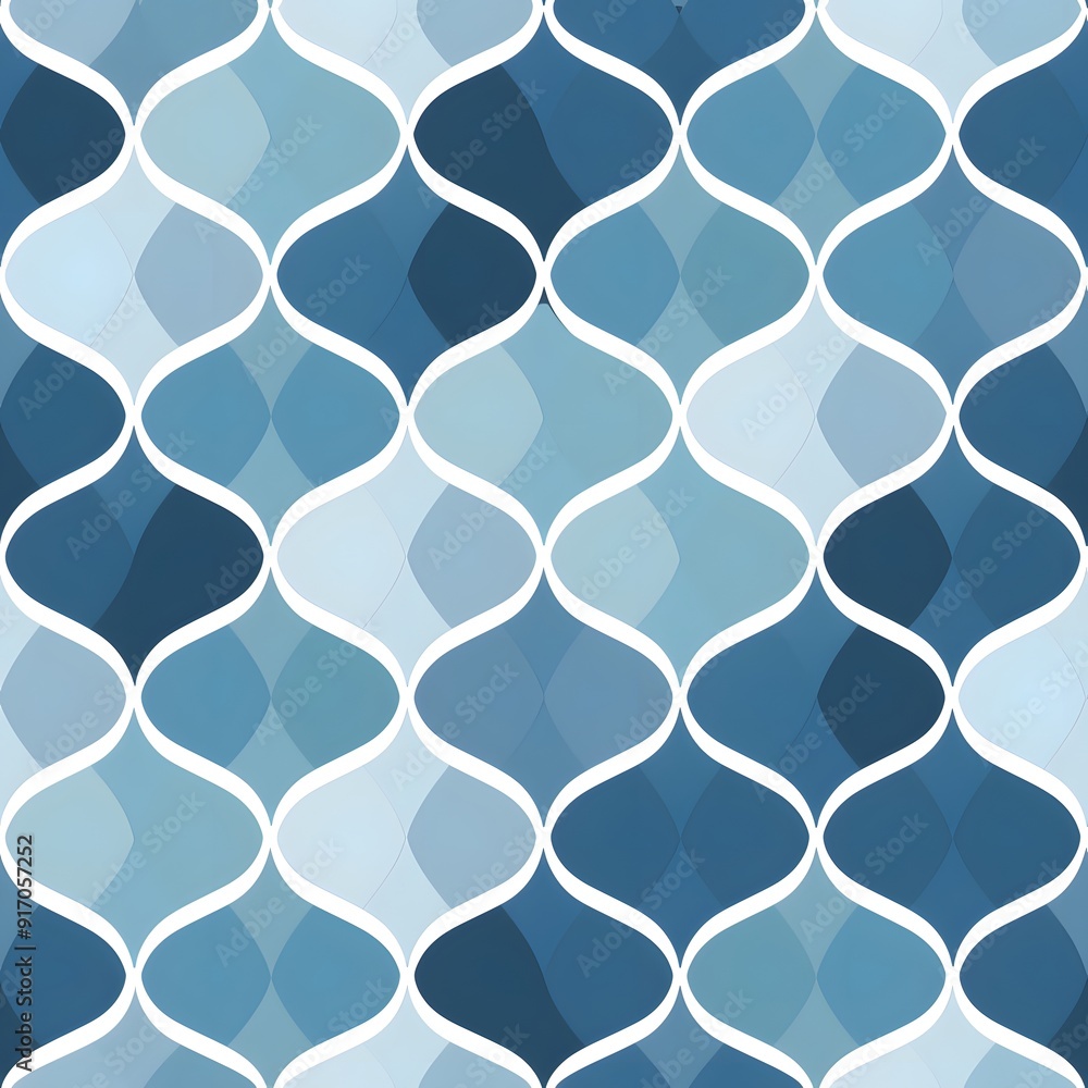 Obraz premium Fluid wave pattern in varying shades of blue and white.