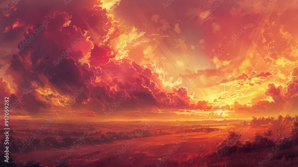 Naklejka premium Depict a landscape undergoing a sudden temperature increase,