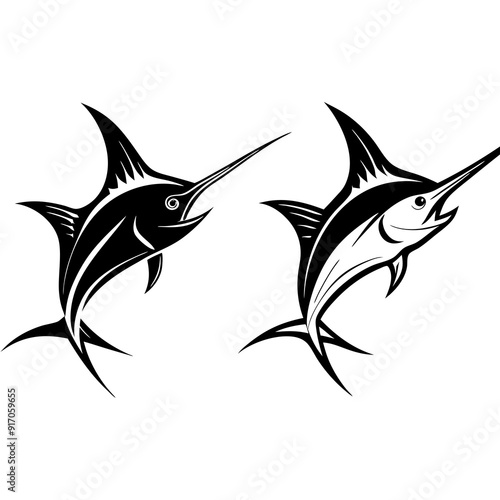 Custom Marlin Fishing Logo Design - Unique Hand-Drawn Artwork