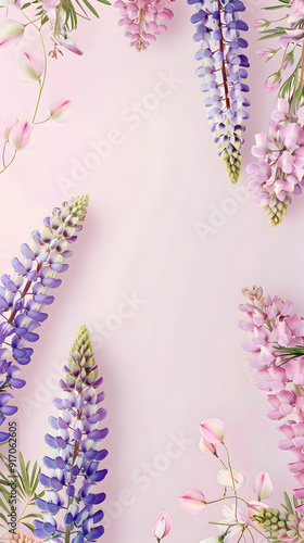 Lupine pattern border background illustration