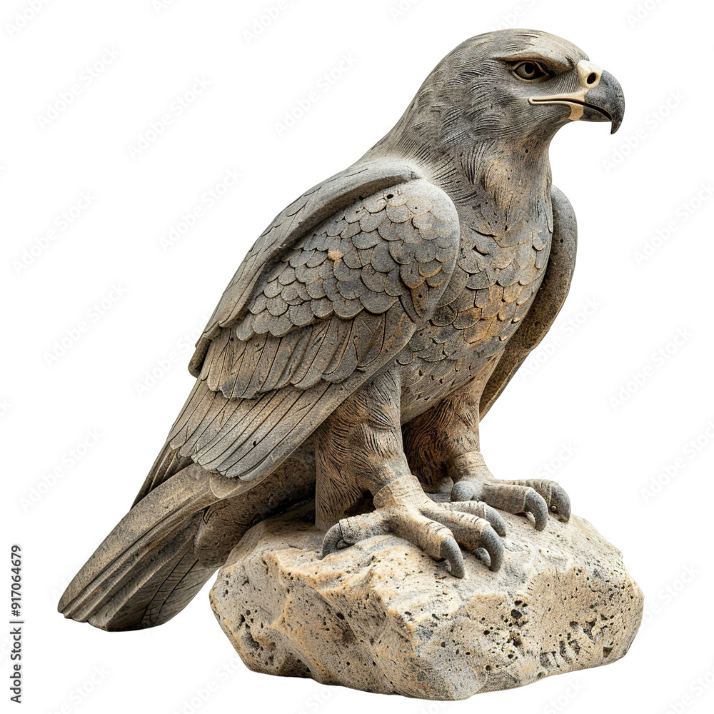 Fototapeta premium Front view of a majestic sand eagle sculpture isolated on a white transparent background