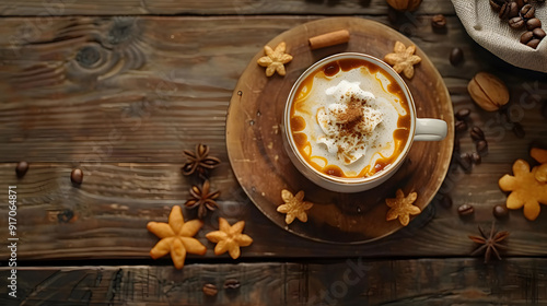Macchiato with caramel background illustration