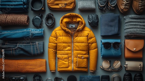 Fashion Flat Lay: Top-Down View of Trendy Clothing