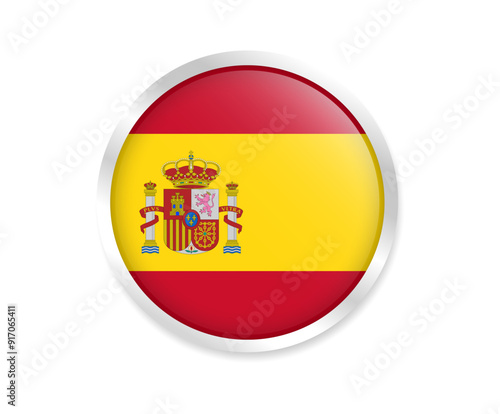 Flag of Spain. Round flag. Flag icon. Circle flag icon logo vector illustration EPS
