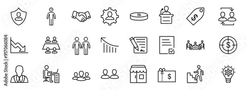 Set Of Business Strategy Line Icons

