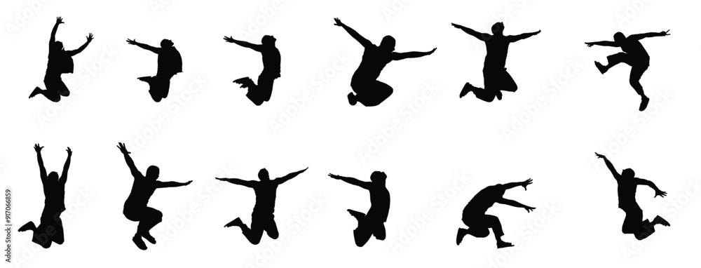 Set of images jumping athlete Set of images jumping athlete