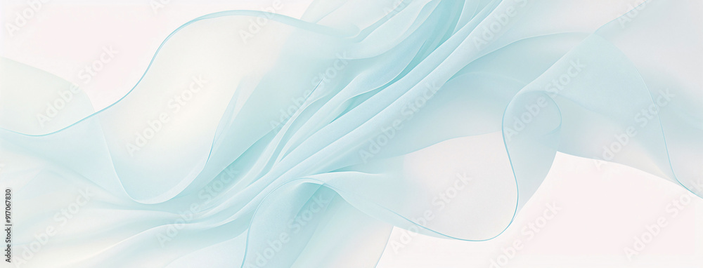 Fototapeta premium ethereal sheer chiffon fabric in light blue-green with flowing curves and delicate texture, ideal for luxury textile design and modern decor