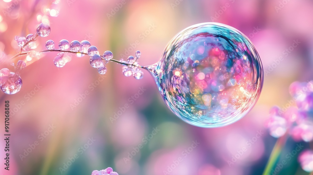 A Vibrant Bubble Reflecting Nature in Soft Pastel Colors A Vibrant Bubble Reflecting Nature in Soft Pastel Colors