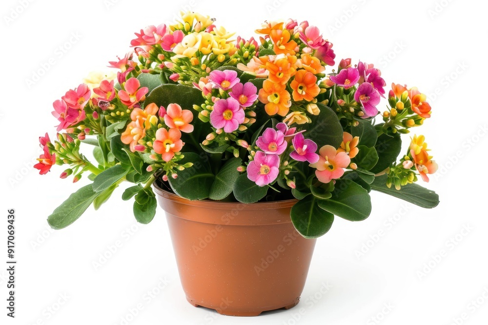 Colorful Blooming Houseplant in a Brown Pot. Colorful Blooming Houseplant in a Brown Pot.