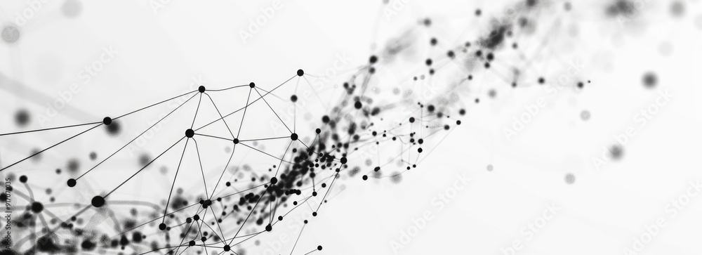 Abstract network connection technology background with black and white ...