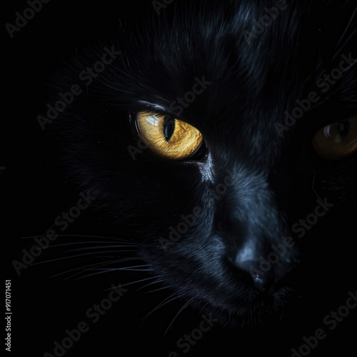 Black Cat Eye Close-Up. Animals