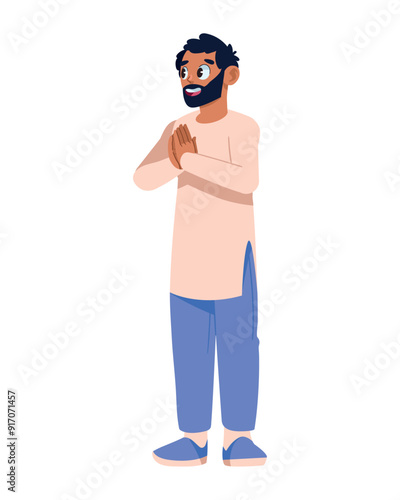 hindu man making namaste greeting