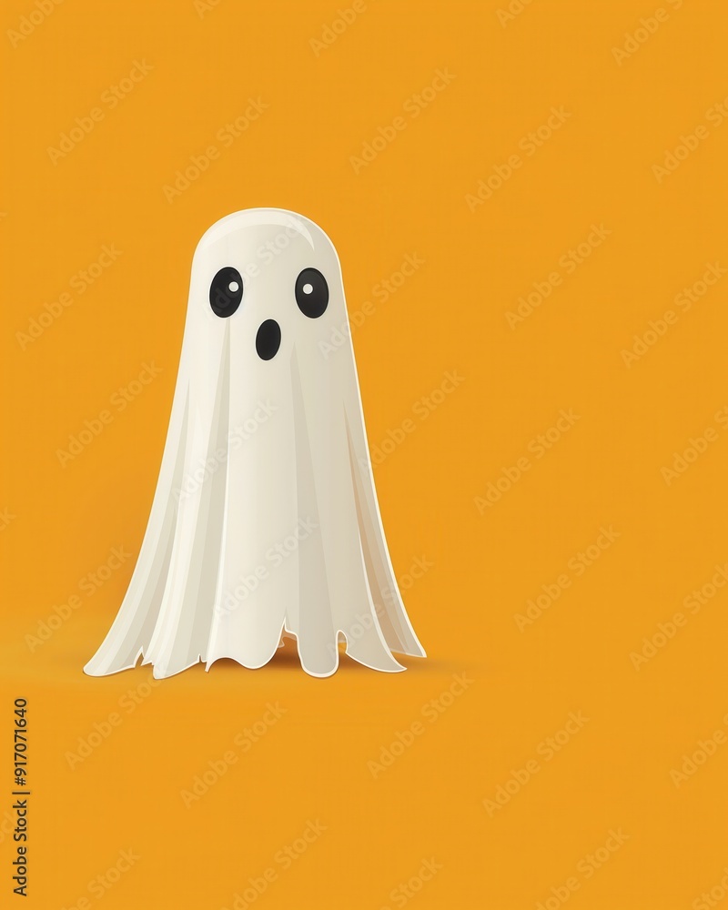 Cute Ghost on Orange Background. Cute Ghost on Orange Background.