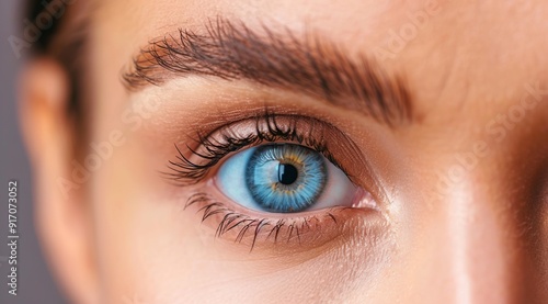 Close-up of a Blue Eye with Long Eyelashes