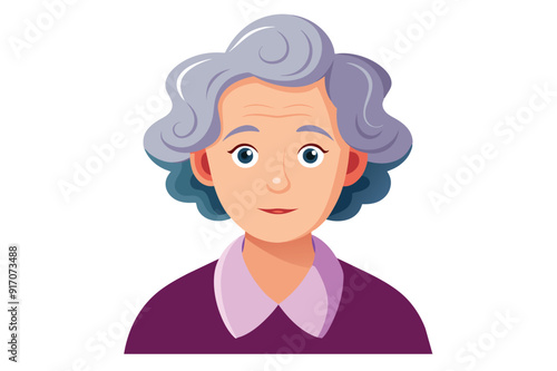 Cute Grandmother cartoon character. People Concept design. Flat adorable chibi vector illustration. Isolated white background