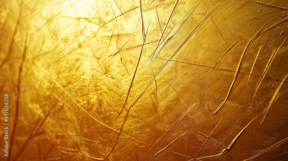 The background is abstract, luxurious, warm light 