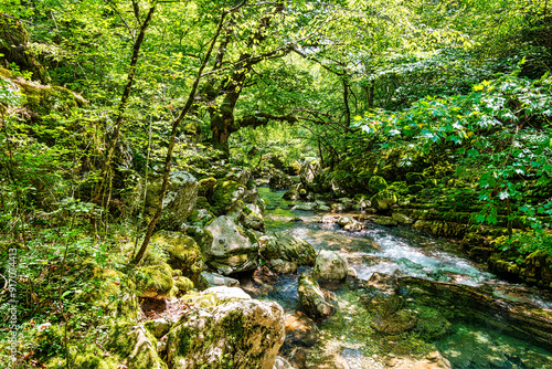 Kouiassa waterfall located in the mountains of Tzoumerka, Greece.