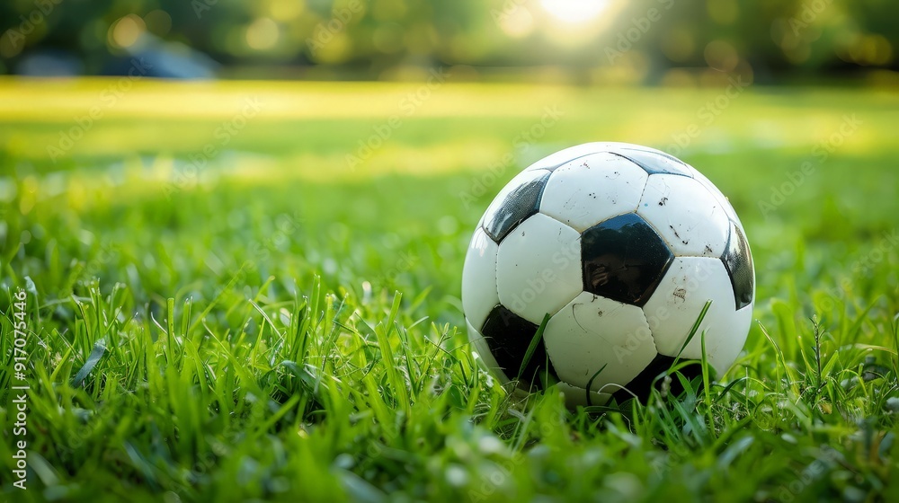 Fototapeta premium Soccer Ball on a Grass Field