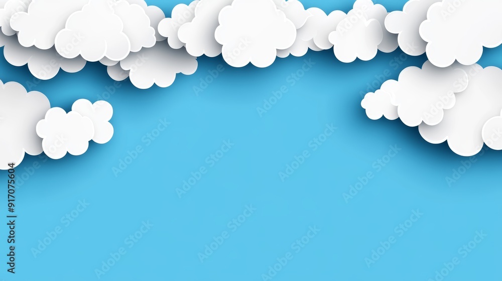 A serene sky with fluffy white clouds floating against a vibrant blue background, perfect for tranquility and nature themes. A serene sky with fluffy white clouds floating against a vibrant blue background, perfect for tranquility and nature themes.